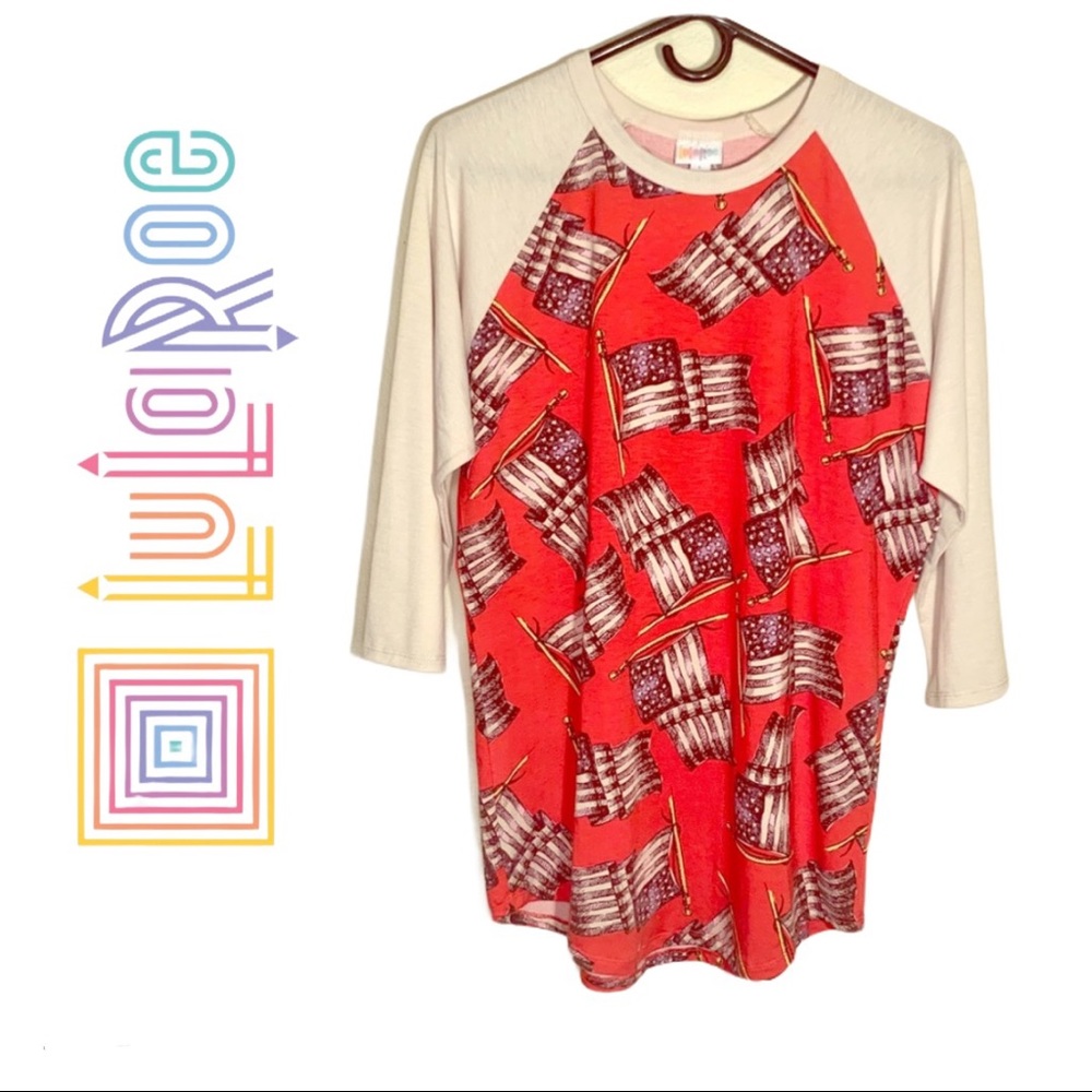 3/$15 Lularoe Randy Flag shirt